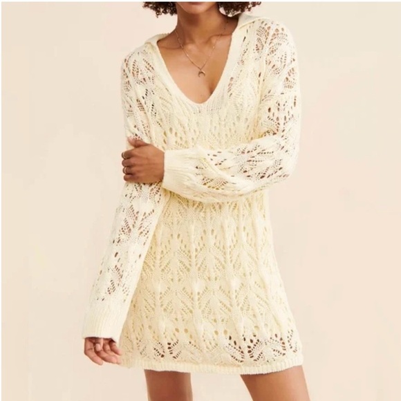 Free People Elton Crochet Knit Dress Size Oversized XS